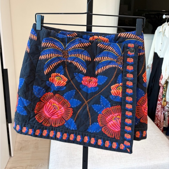 Farm Rio: Floral Embroidered Black Skirt - Picture 6 of 11